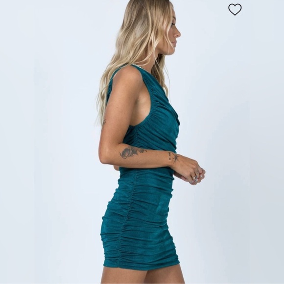 Lioness princess Polly green asymmetrical one shoulder mini ruched dress Xxs - Picture 4 of 16